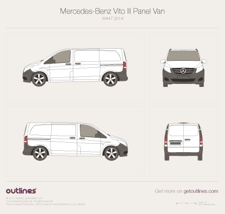 Mercedes Benz Vito Van Short Vector Drawing Off