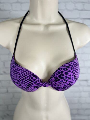 PINK Victorias Secret Swim Purple Padded Bikini Top Front Knot Sexy