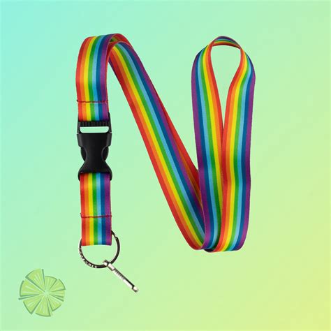 Rainbow Lanyard With Release Buckle And Keychain Holder Etsy