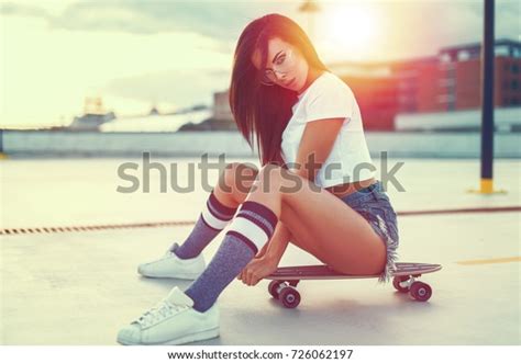 Sexy Trendy Brunette Woman Eyeglasses Socks Stock Photo Shutterstock