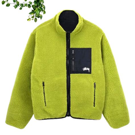 Stussy Stüssy Sherpa Reversible Moss Green Fleece Jacket Grailed