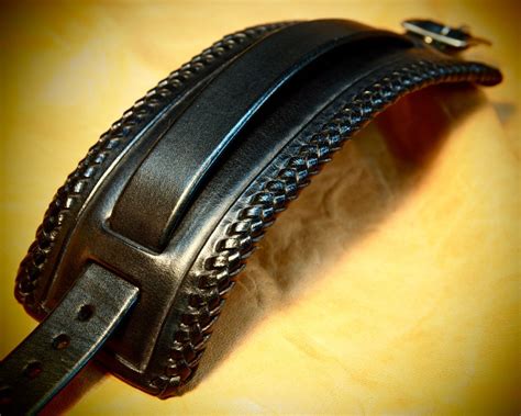 Black Leather Cuff Bracelet Hand Made In New York With Laced Etsy