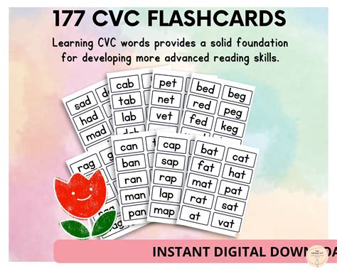 Cvc Phonics Flashcards Cvc Word Kindergarten Phonics Phonemic Awareness