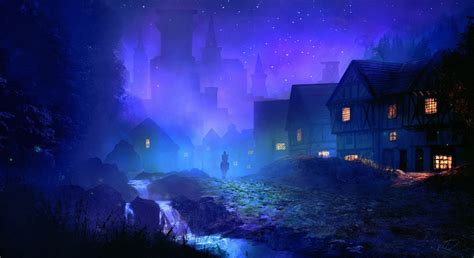 Fantasy Art Night Fantasy City Moonlight Atmosphere Aurora