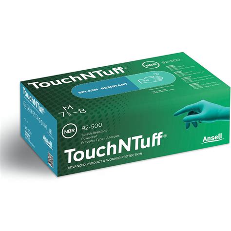 Ansell Touchntuff 92 500 Green Nitrile Disposable Gloves Box Of 100