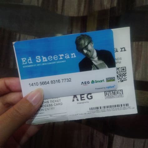 Pcs Ed Sheeran Philippine Concert Gold Ticket Tickets Vouchers