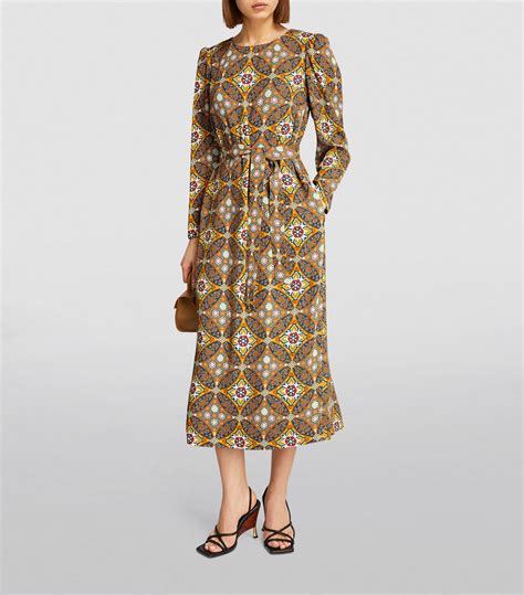 Womens Weekend Max Mara Yellow Belted Printed Midi Dress Harrods UK