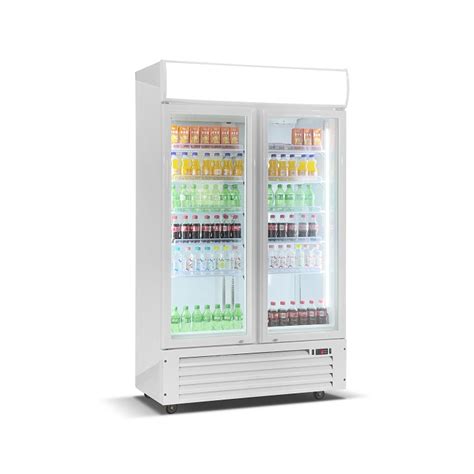 Commercial 2 Glass Door Bar Beer Refrigerator with Wheels Convenience Store Upright Cooler Drink ...