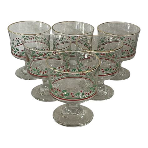 1980’s Libbey Glass For Arby’s “holly Berry” Christmas Dessert Glasses A Set Of 6 Chairish