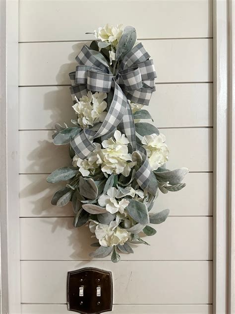 Farmhouse Lambs Ear Swag Year Round Swag Wreath For Front Door