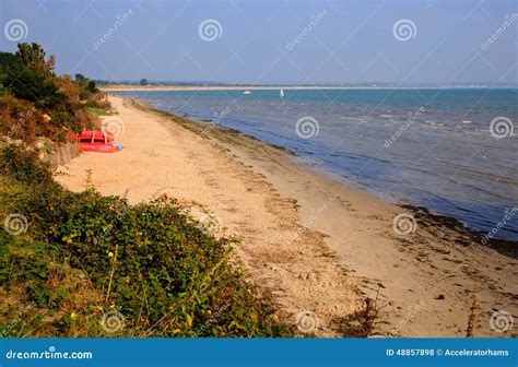 Studland Knoll Beach Dorset England Uk With Beach Huts Royalty Free