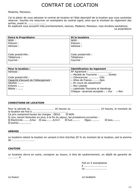 Contrat De Location DOC PDF Page 1 Sur 2 36000 Hot Sex Picture