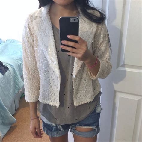 Willow And Clay Cream Sequin Cropped Blazer Cropped Blazer Clothes