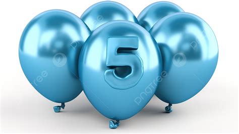 Five Blue Balloons All With The Number 5 On Them Background 3d