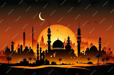 Premium Photo | Arabian cityscape Sunset town scenery Mosque and house ...