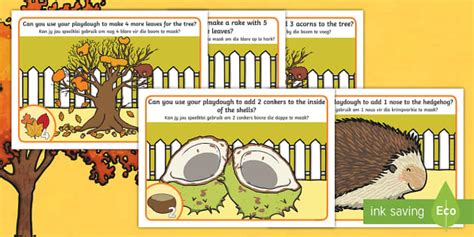 Autumn Number Playdough Mats English Afrikaans Twinkl