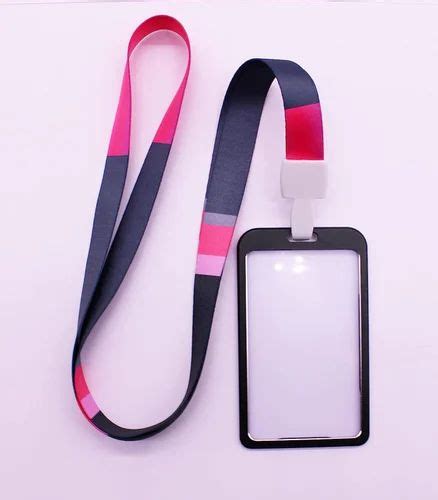 Grey Pink And White Plain Satin Printed Id Card Lanyard Inch