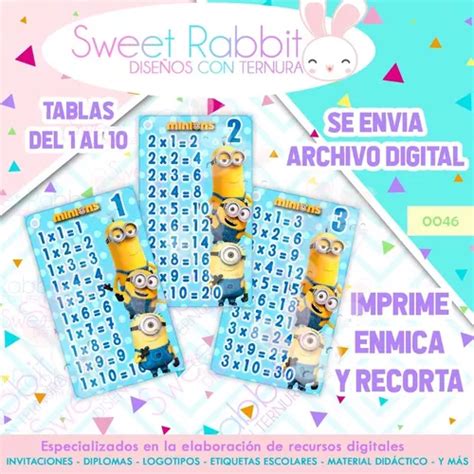 Kit Imprimible Editable Etiquetas Escolares Minions Tablas 135 En