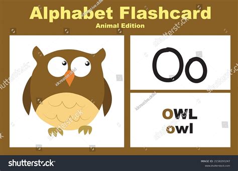 Printable Alphabet Animal Flashcards Collection Learning Stock Vector