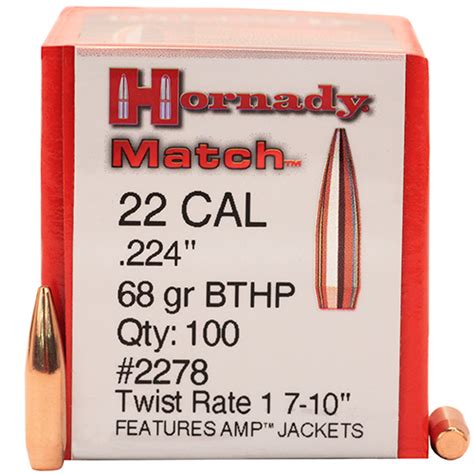 Hornady 22 Cal 224 68gr Bthp Match 100 090255222784