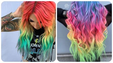 Colorful Hair Ideas 💙rainbow Color Hair Transformation Rainbow Hair