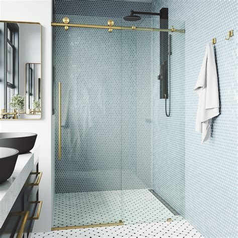 Vigo Elan E Class 48 To 52 In X 76 In Frameless Sliding Shower Door In Matte Gold With C