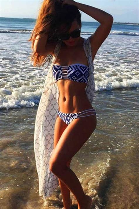 Navy Blue Diamond Print Bikini Sets