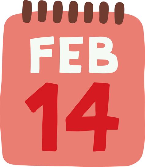 14 February Date Calendar Hand Drawn Style For Valentine Day 18134250 Png