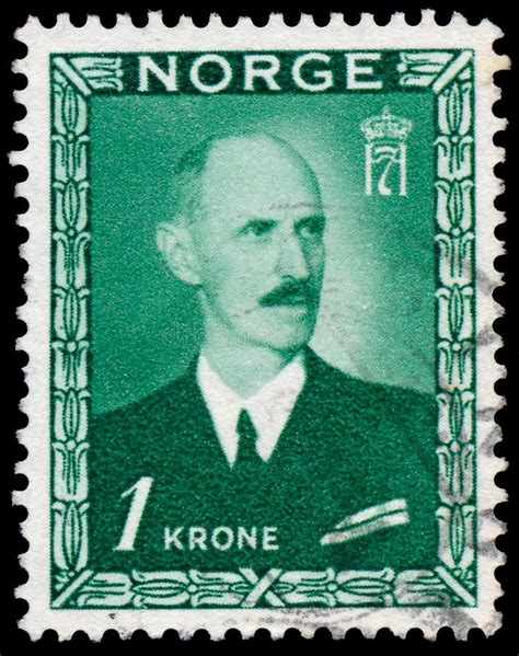 Stamp Printed In Norway Shows Portrait Of King Haakon Vii Editorial