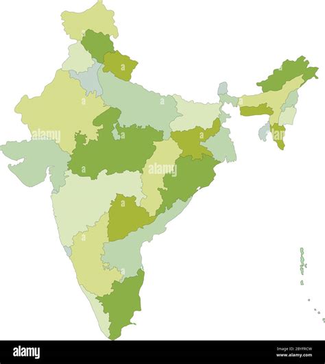 Mapa político altamente detallado y editable con capas separadas India