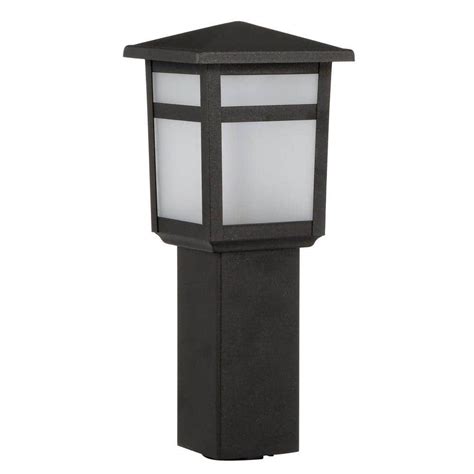 Hampton Bay Low Voltage Black Square Integrated Led Outdoor Bollard