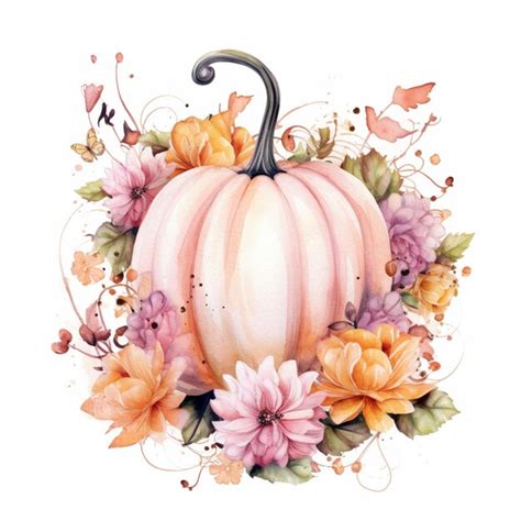 Premium AI Image There Is A Watercolor Painting Of A Pumpkin