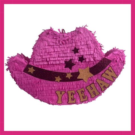 PINATA COWBOY HAT Pink We Customize Your Piñatas Etsy