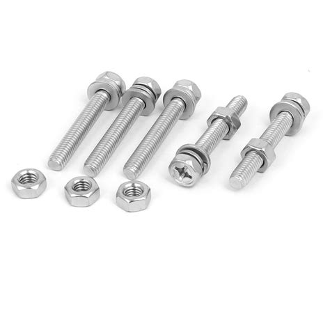 Sourcing Map M X Mm Stainless Steel Phillips Hex Head Bolts Nuts