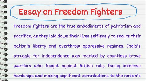 Essay On Freedom Fighters In English Youtube