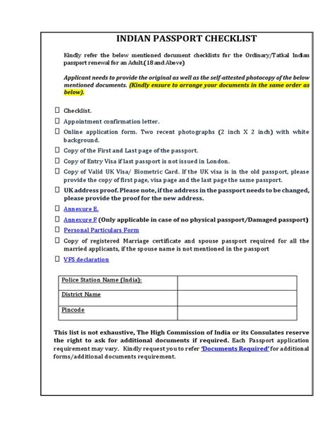 Indian Passport Checklist Feb 2022 Pdf