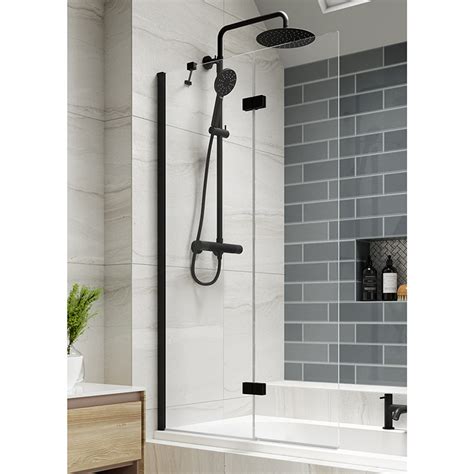 Kudos Inspire 2 Panel In Fold Bath Screen Left Hand Matt Black