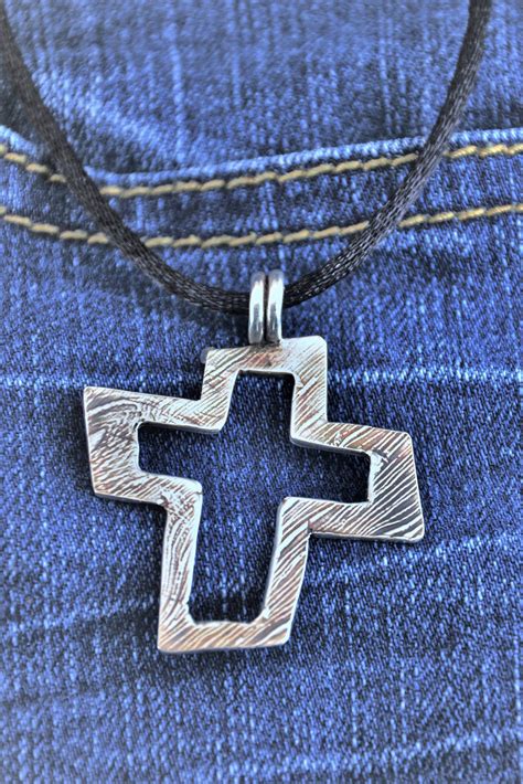 Cruz De Plata Fina Colgante Cristiana Unisex Hombre Etsy España