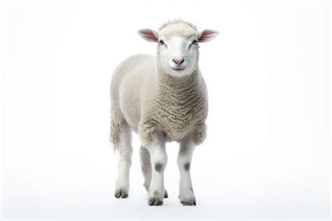 Premium Photo White Sheep Standing On Top Of A White Floor