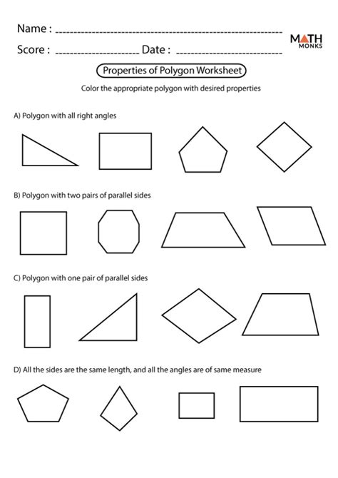 Polygons Worksheets Math Monks