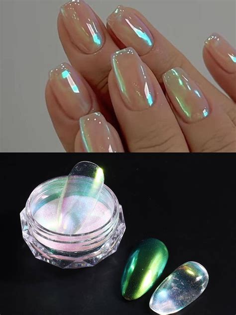 Glass Aurora Powder Nail Pigment Holographic Mirror Iridescent Mermaid