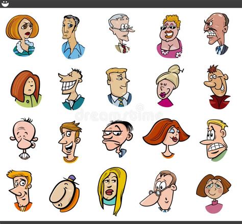 Cartoon People Characters Faces And Moods Set Stock Vector