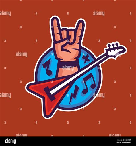 Symbol Of Rocknroll Concept Art Of Rock Music In Cartoon Style Stock