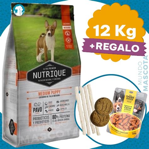 Alimento Nutrique Perro Cachorro Raza Mediana 12 Kg Regalo Mundo