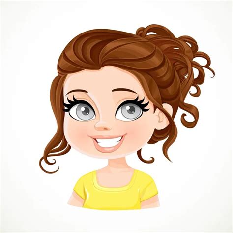 Beautiful Brunette Girl Long Red Wavy Hair Bunched Portrait Isolated