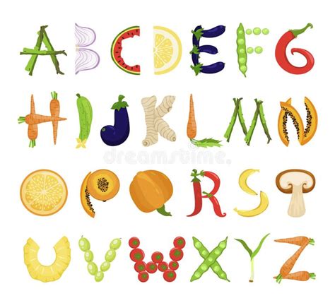 Alphabet Vegetable Font Stock Illustrations 2869 Alphabet Vegetable Font Stock Illustrations