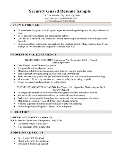 Security Guard Resume Sample Writing Tips Resume Companion