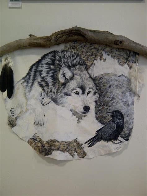 Wolf And Raven Oil Pastel On Leather Ronis Art And Design Cool