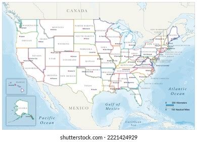 Colorful Map United States Showing States Stock Illustration 2221424929 ...