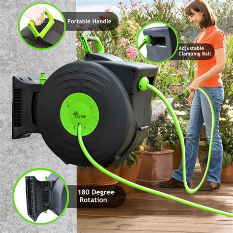 YESTAR Retractable Garden Hose Reel Wall Mounted 1 2 X 82 6 5 Feet